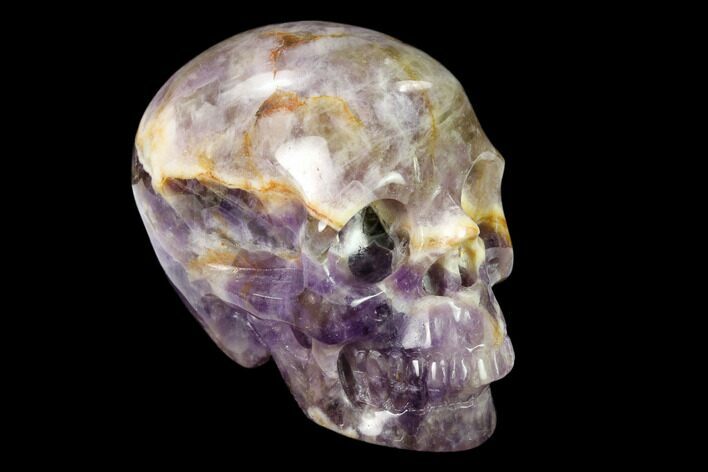 Realistic, Carved Chevron Amethyst Skull #150963